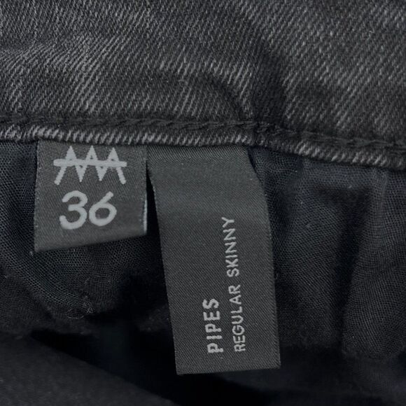 New ZeeGeeWhy Men Black Ripped Jeans Pipes Skinny Casual Cotton Pants US 36 - Picture 12 of 15